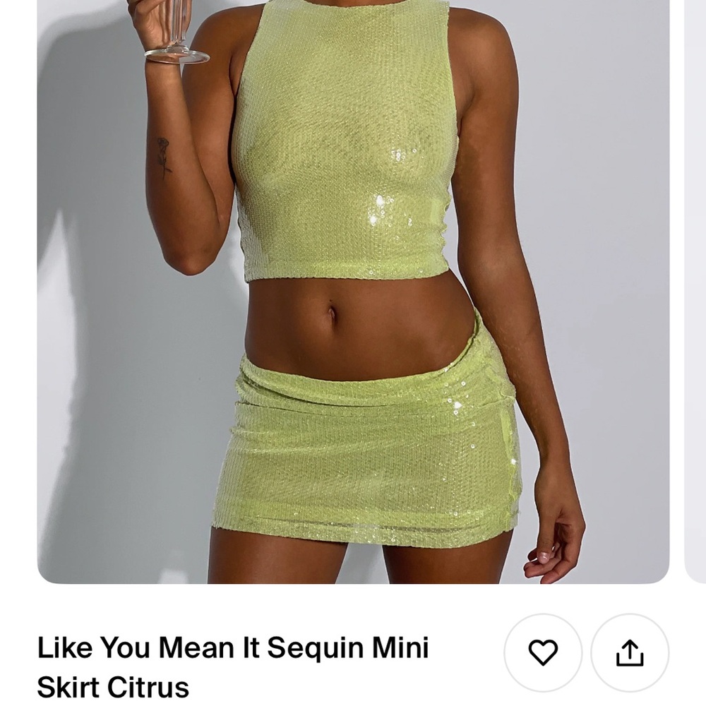 White Fox Boutique Green Sequin Mini Skirt Night Out